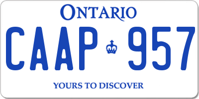 ON license plate CAAP957