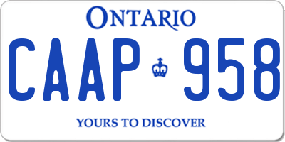 ON license plate CAAP958