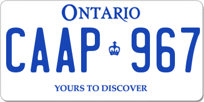 ON license plate CAAP967