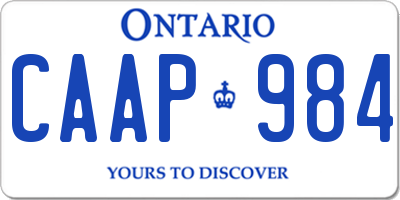 ON license plate CAAP984