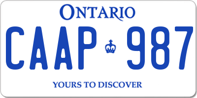 ON license plate CAAP987