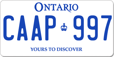 ON license plate CAAP997