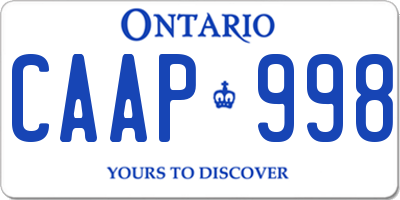 ON license plate CAAP998