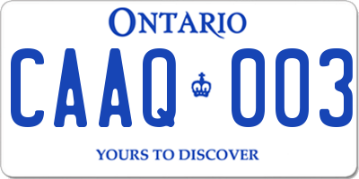 ON license plate CAAQ003