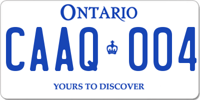 ON license plate CAAQ004