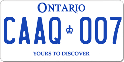 ON license plate CAAQ007