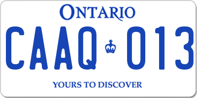 ON license plate CAAQ013