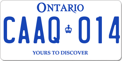 ON license plate CAAQ014