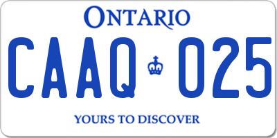 ON license plate CAAQ025