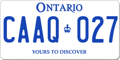 ON license plate CAAQ027