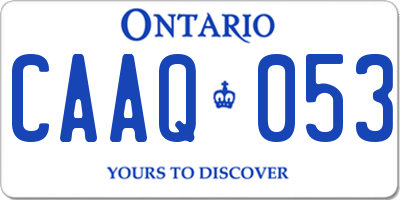 ON license plate CAAQ053