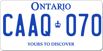 ON license plate CAAQ070