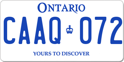 ON license plate CAAQ072