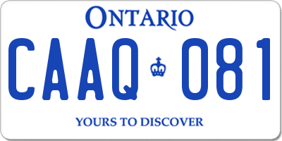 ON license plate CAAQ081