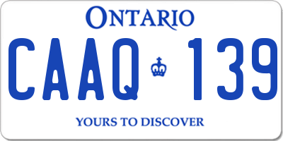 ON license plate CAAQ139