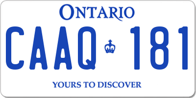 ON license plate CAAQ181