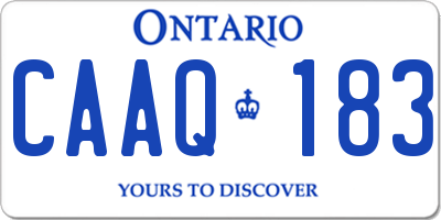 ON license plate CAAQ183