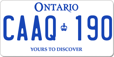 ON license plate CAAQ190