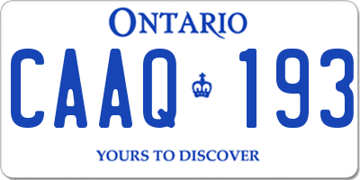 ON license plate CAAQ193