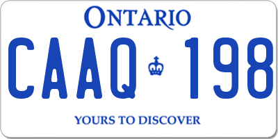 ON license plate CAAQ198