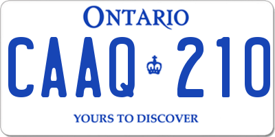 ON license plate CAAQ210