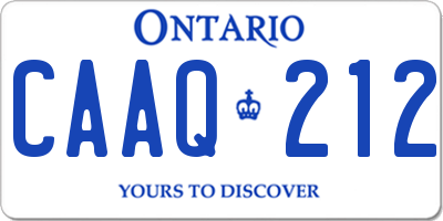 ON license plate CAAQ212