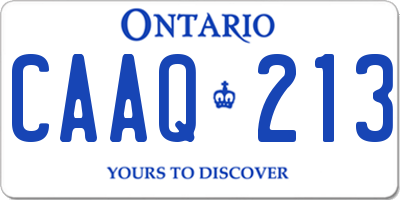 ON license plate CAAQ213