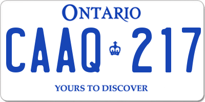 ON license plate CAAQ217