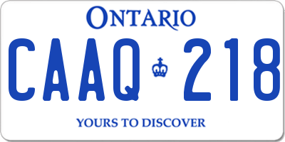 ON license plate CAAQ218