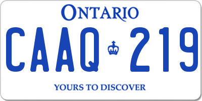 ON license plate CAAQ219