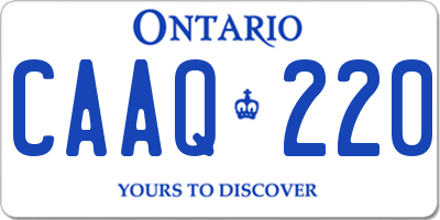 ON license plate CAAQ220