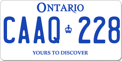 ON license plate CAAQ228