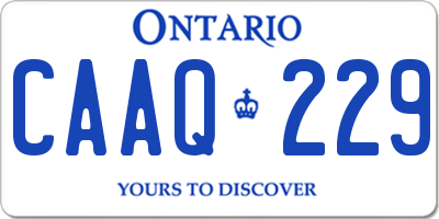 ON license plate CAAQ229