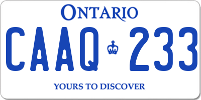 ON license plate CAAQ233