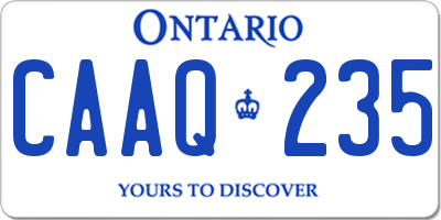 ON license plate CAAQ235