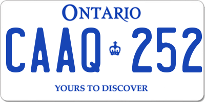 ON license plate CAAQ252