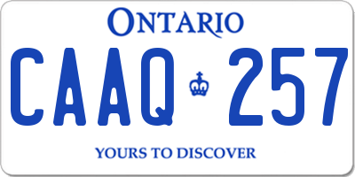 ON license plate CAAQ257