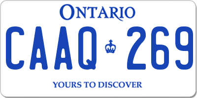 ON license plate CAAQ269