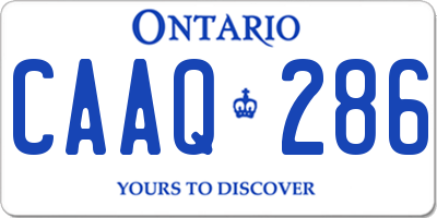 ON license plate CAAQ286