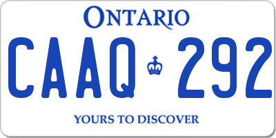 ON license plate CAAQ292