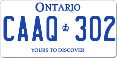 ON license plate CAAQ302