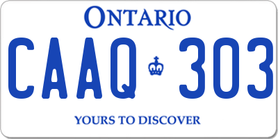 ON license plate CAAQ303