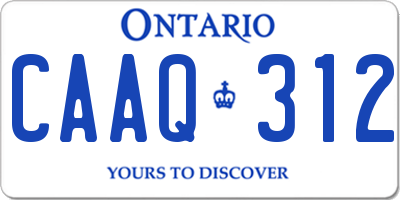 ON license plate CAAQ312