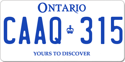 ON license plate CAAQ315