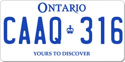 ON license plate CAAQ316