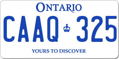 ON license plate CAAQ325