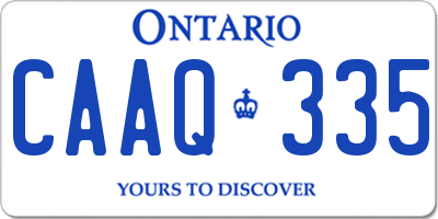 ON license plate CAAQ335