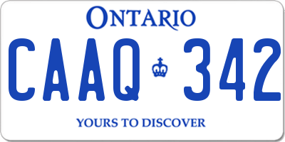 ON license plate CAAQ342