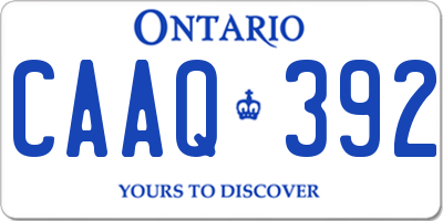 ON license plate CAAQ392