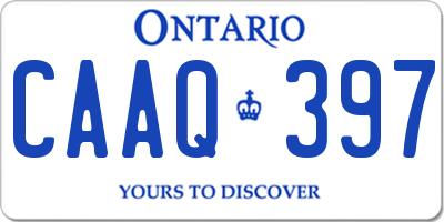 ON license plate CAAQ397